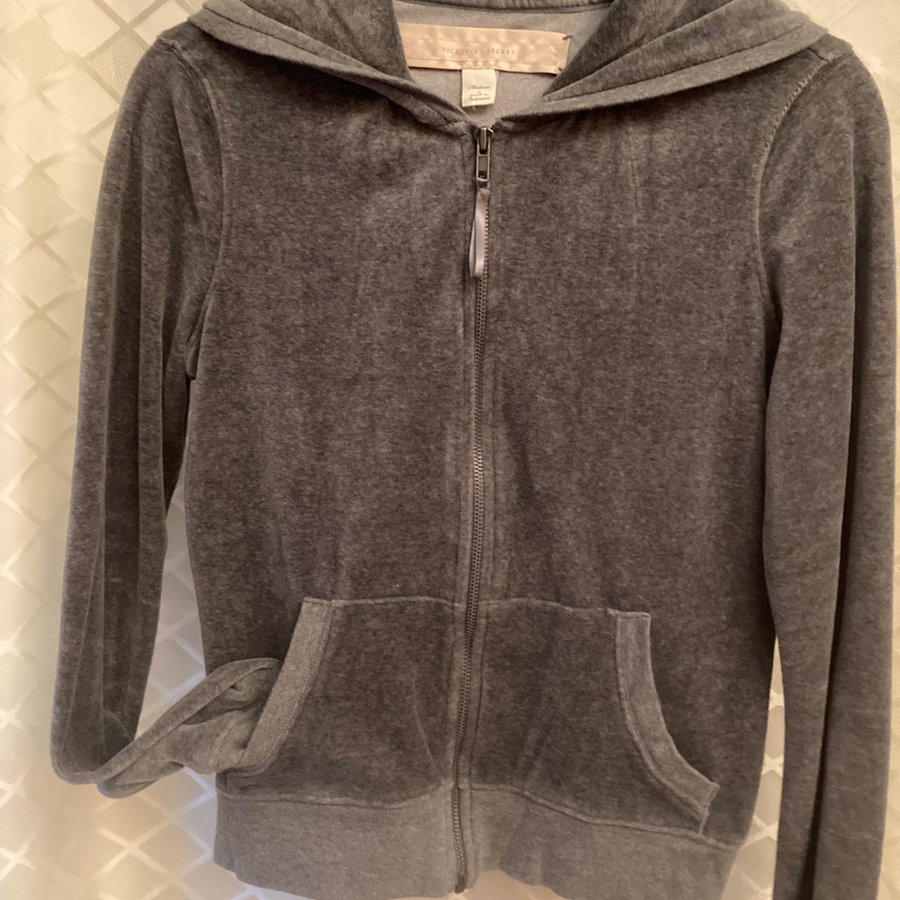 Victoria’s Secret grey velour zip hoodie and matching pants. Medium